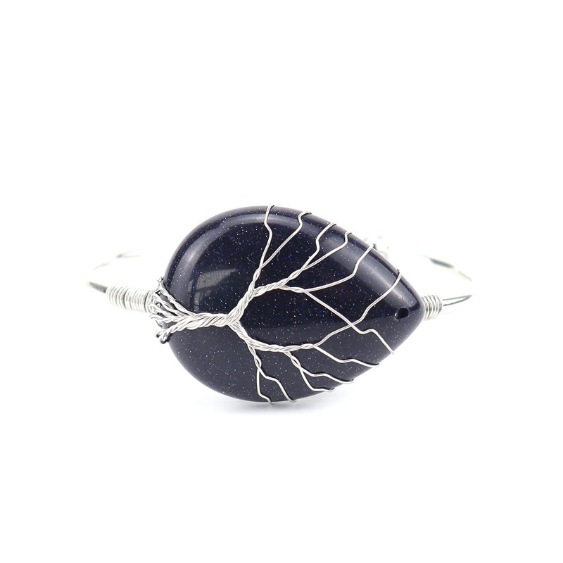 Fashion Drop Shape Tiger Eye Crystal Bangle Natural Stone Turquoise Amethyst Bracelet For Women