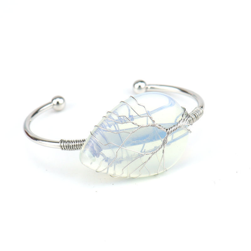 Fashion Drop Shape Tiger Eye Crystal Bangle Natural Stone Turquoise Amethyst Bracelet For Women
