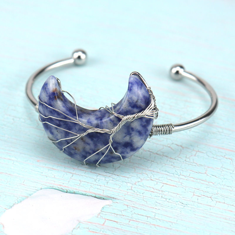 Wholesale Golden Designer Stone Bracelet Gold Charms Bulk Natural Stone Moon Bracelet Women Jewelry Making