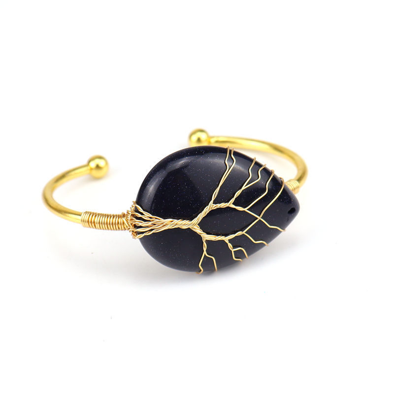 Fashion Drop Shape Tiger Eye Crystal Bangle Natural Stone Turquoise Amethyst Bracelet For Women