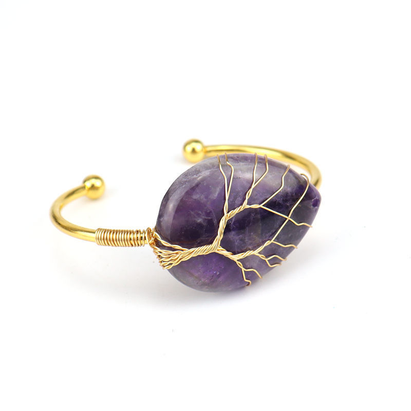 Fashion Drop Shape Tiger Eye Crystal Bangle Natural Stone Turquoise Amethyst Bracelet For Women