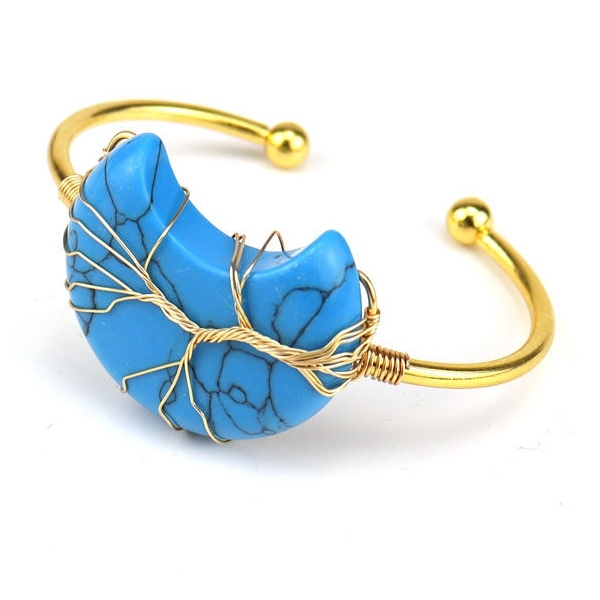 Wholesale Golden Designer Stone Bracelet Gold Charms Bulk Natural Stone Moon Bracelet Women Jewelry Making