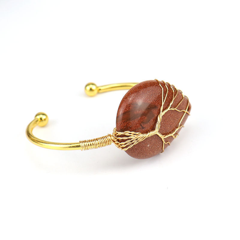 Fashion Drop Shape Tiger Eye Crystal Bangle Natural Stone Turquoise Amethyst Bracelet For Women