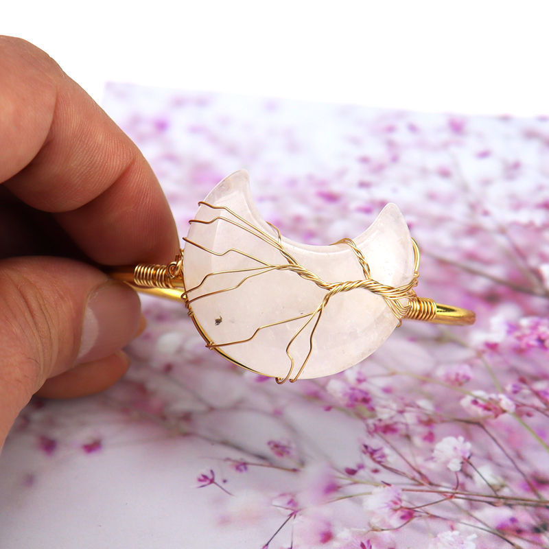 Wholesale Golden Designer Stone Bracelet Gold Charms Bulk Natural Stone Moon Bracelet Women Jewelry Making