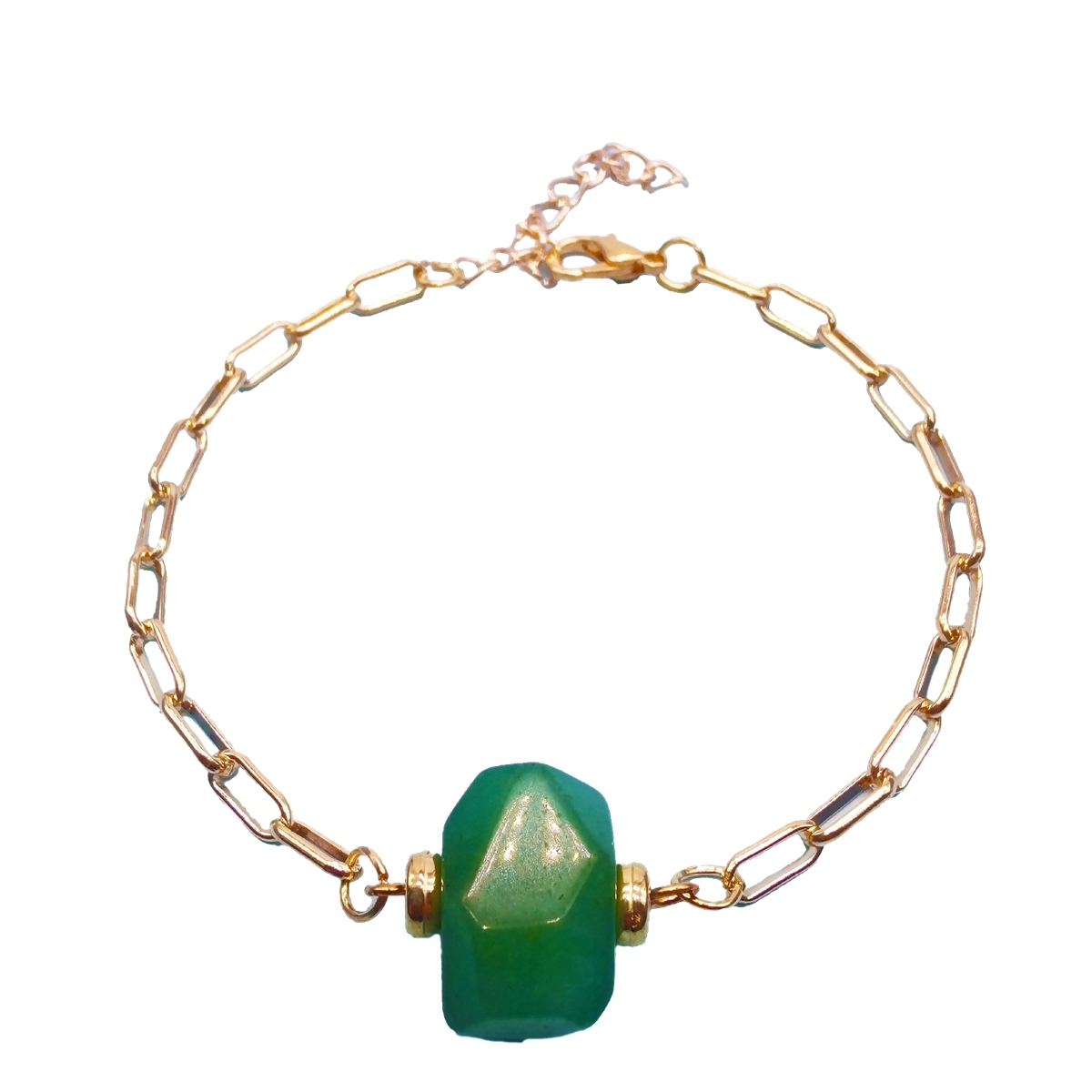 Natural Crystal Stone Amazon Rose Quartz Bracelet Smoky Quartz Bracelet Crystal Gemstone Gold Paperclip Chain Bracelet