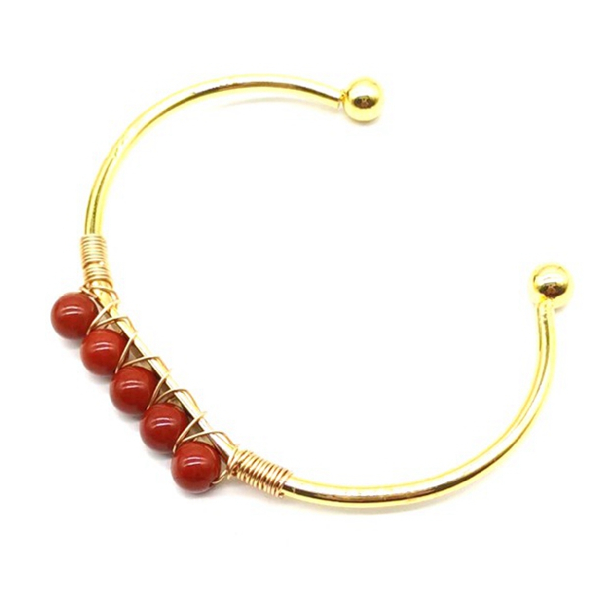 Gemstone 6mm Round Beads Cuff Bracelet for Women Girls Handmade Gold Wire Woven Lift of tree Healing Chakra Crystal Friendship Bangle Charms Jewelry