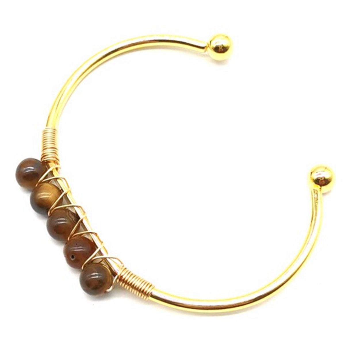 Gemstone 6mm Round Beads Cuff Bracelet for Women Girls Handmade Gold Wire Woven Lift of tree Healing Chakra Crystal Friendship Bangle Charms Jewelry