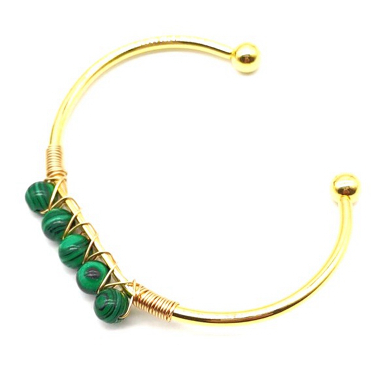 Gemstone 6mm Round Beads Cuff Bracelet for Women Girls Handmade Gold Wire Woven Lift of tree Healing Chakra Crystal Friendship Bangle Charms Jewelry