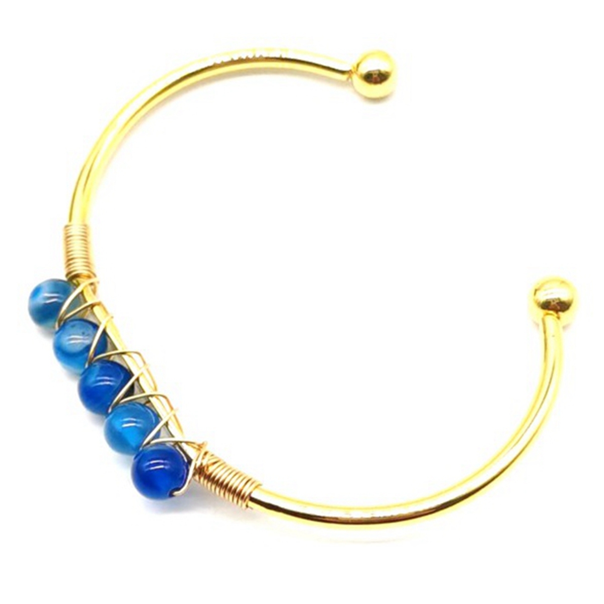 Gemstone 6mm Round Beads Cuff Bracelet for Women Girls Handmade Gold Wire Woven Lift of tree Healing Chakra Crystal Friendship Bangle Charms Jewelry