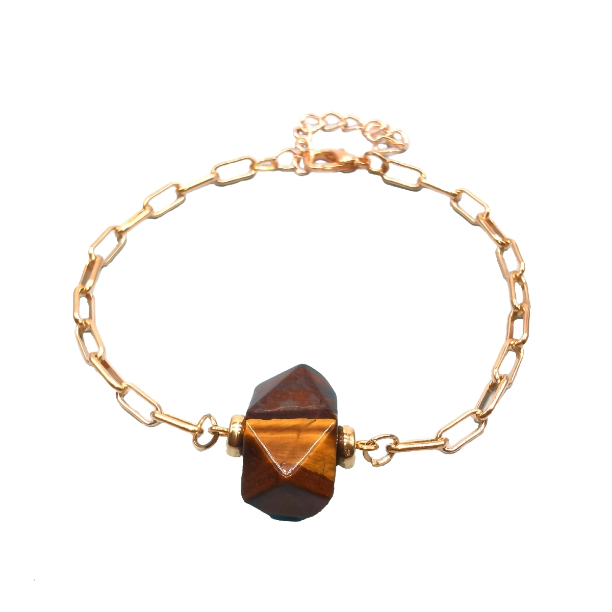 Natural Crystal Stone Amazon Rose Quartz Bracelet Smoky Quartz Bracelet Crystal Gemstone Gold Paperclip Chain Bracelet