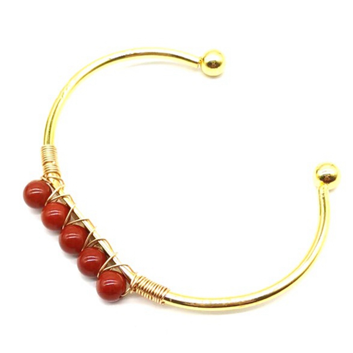 Gemstone 6mm Round Beads Cuff Bracelet for Women Girls Handmade Gold Wire Woven Lift of tree Healing Chakra Crystal Friendship Bangle Charms Jewelry