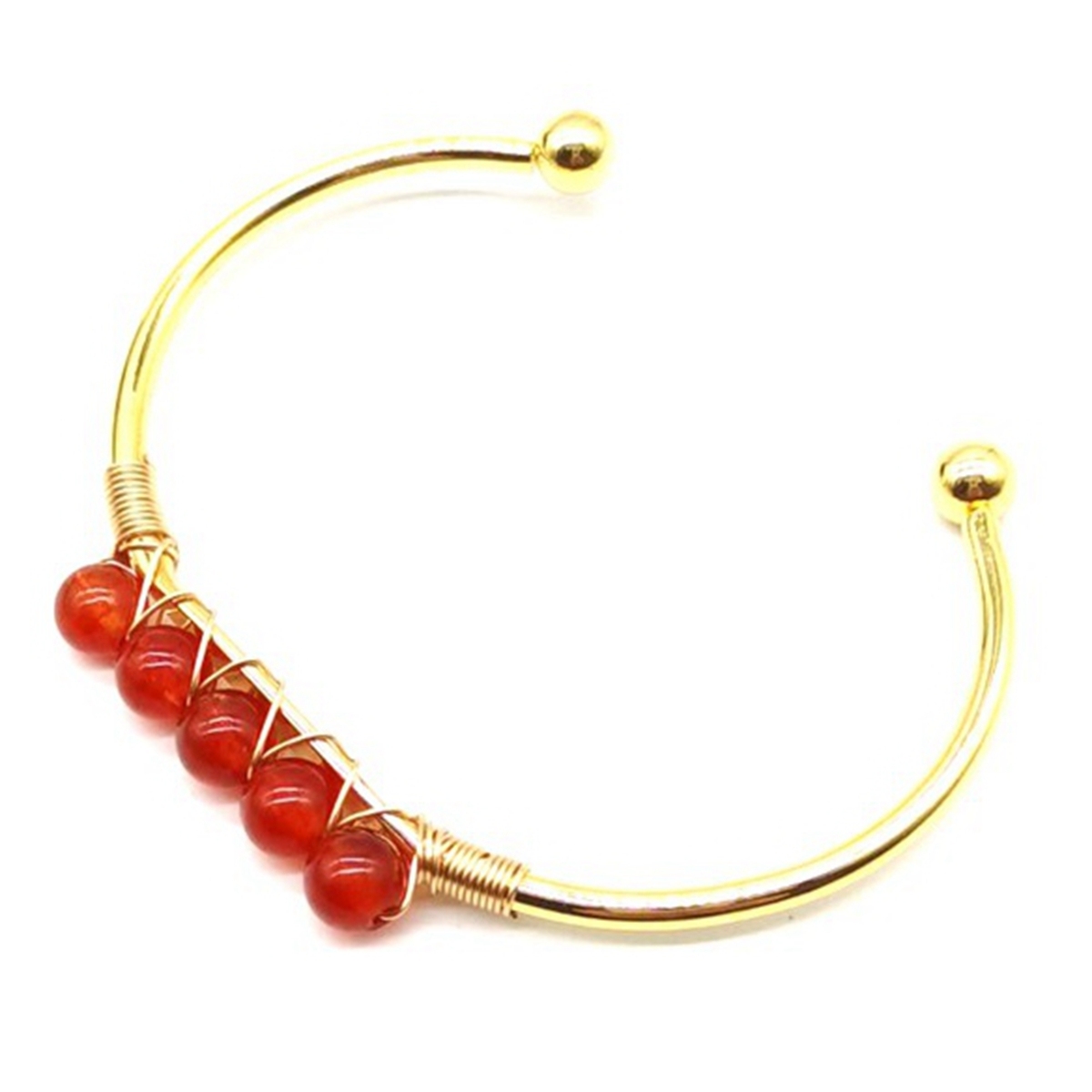 Gemstone 6mm Round Beads Cuff Bracelet for Women Girls Handmade Gold Wire Woven Lift of tree Healing Chakra Crystal Friendship Bangle Charms Jewelry
