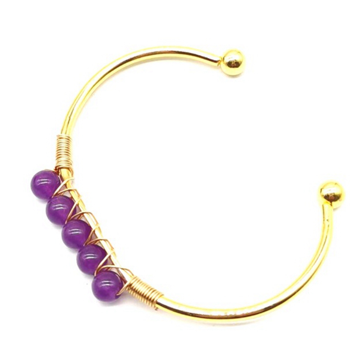 Gemstone 6mm Round Beads Cuff Bracelet for Women Girls Handmade Gold Wire Woven Lift of tree Healing Chakra Crystal Friendship Bangle Charms Jewelry