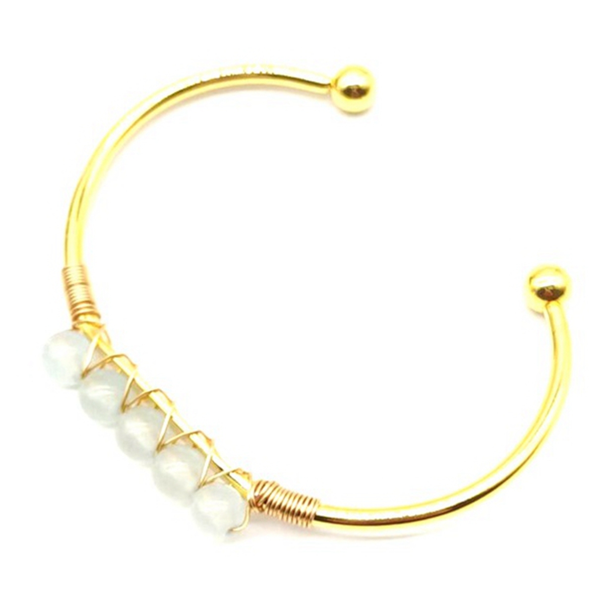 Gemstone 6mm Round Beads Cuff Bracelet for Women Girls Handmade Gold Wire Woven Lift of tree Healing Chakra Crystal Friendship Bangle Charms Jewelry