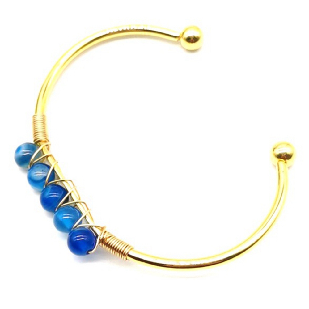 Gemstone 6mm Round Beads Cuff Bracelet for Women Girls Handmade Gold Wire Woven Lift of tree Healing Chakra Crystal Friendship Bangle Charms Jewelry