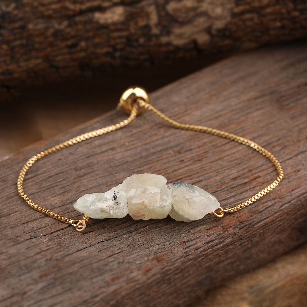 Women Chain Gemstone Bracelet Diffuse Energy Healing Chakra Yoga Cuff Raw Tumbled Crystal Bangle Rough Original Stone Couple Jewelry