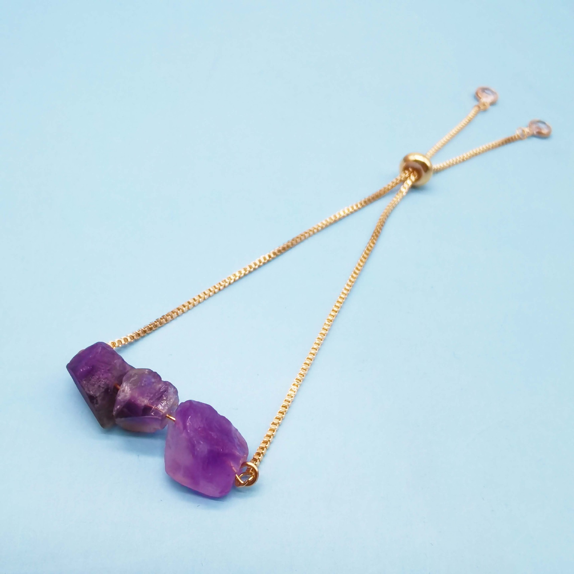 Women Chain Gemstone Bracelet Diffuse Energy Healing Chakra Yoga Cuff Raw Tumbled Crystal Bangle Rough Original Stone Couple Jewelry