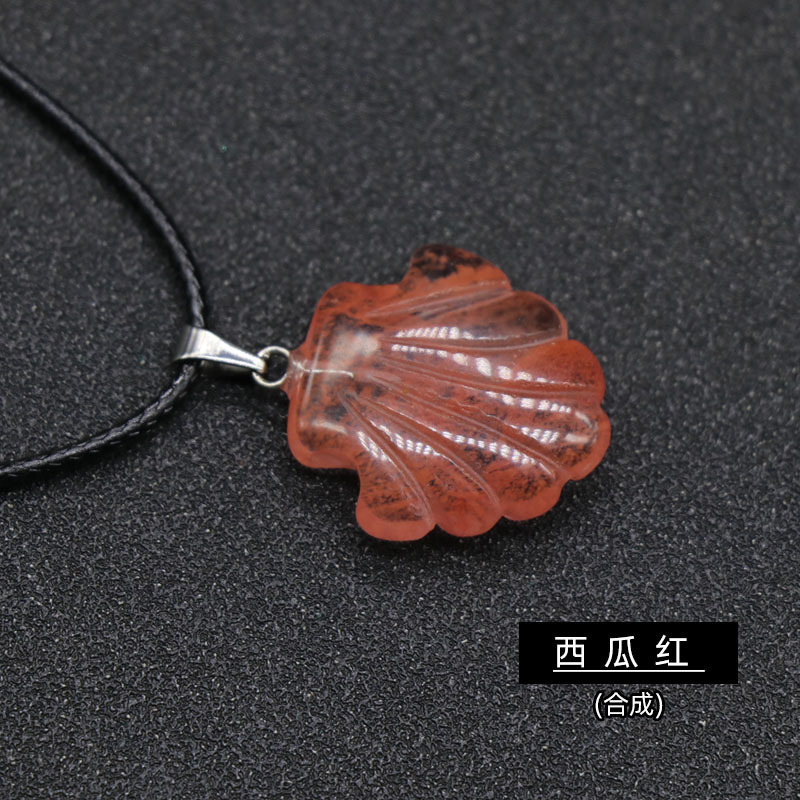 Conch Seashell Gemstone Pendant Necklace Scallop Sea Shell Mermaid Charm Seashore Stone Quartz Crystal Jewelry For Women Gifts Her