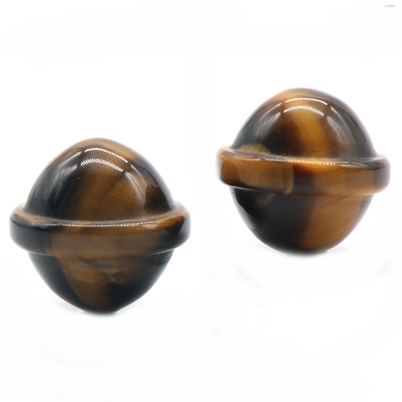 Natural Semi Precious Stone Planet Ornament Handmade Craved UFO Universe Shape Rock Gemstone Healing Crystal Stone Home Decoration Rose Quartz Agate T