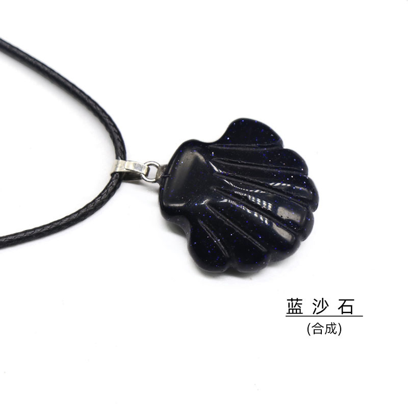 Conch Seashell Gemstone Pendant Necklace Scallop Sea Shell Mermaid Charm Seashore Stone Quartz Crystal Jewelry For Women Gifts Her