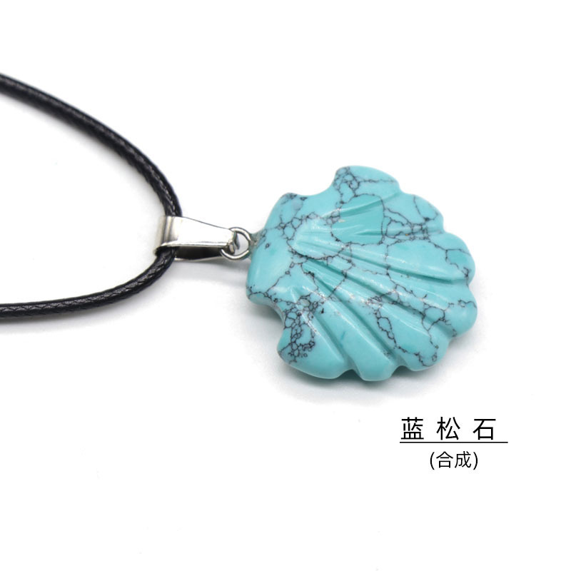 Conch Seashell Gemstone Pendant Necklace Scallop Sea Shell Mermaid Charm Seashore Stone Quartz Crystal Jewelry For Women Gifts Her