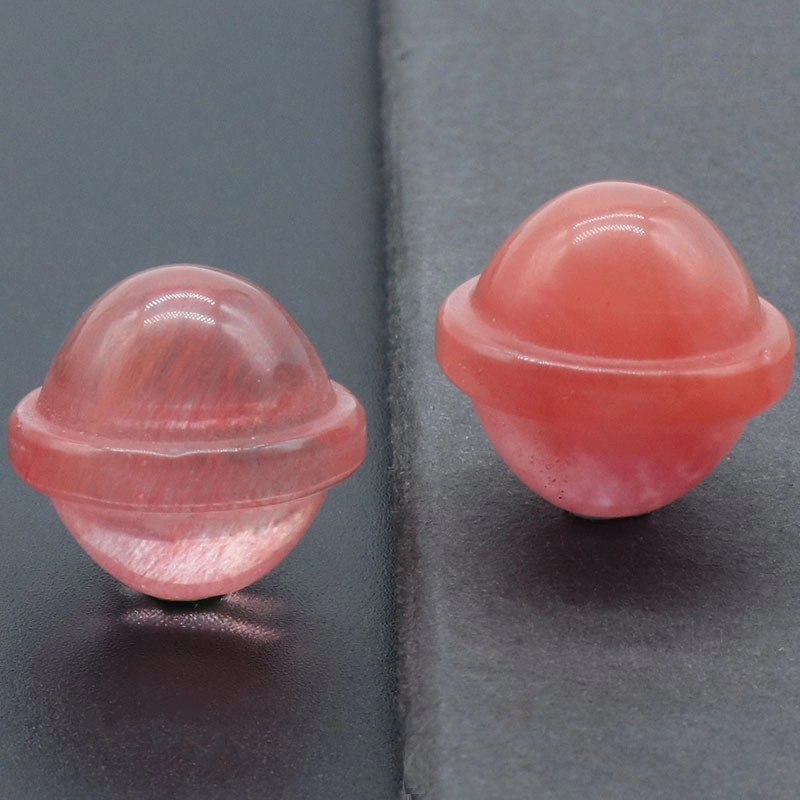 Natural Semi Precious Stone Planet Ornament Handmade Craved UFO Universe Shape Rock Gemstone Healing Crystal Stone Home Decoration Rose Quartz Agate T