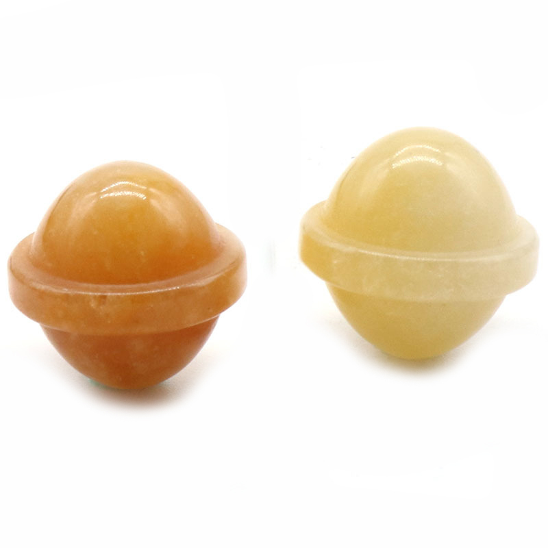 Natural Semi Precious Stone Planet Ornament Handmade Craved UFO Universe Shape Rock Gemstone Healing Crystal Stone Home Decoration Rose Quartz Agate T
