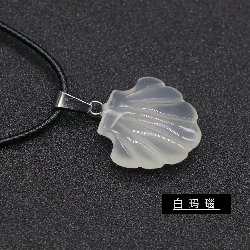 Conch Seashell Gemstone Pendant Necklace Scallop Sea Shell Mermaid Charm Seashore Stone Quartz Crystal Jewelry For Women Gifts Her