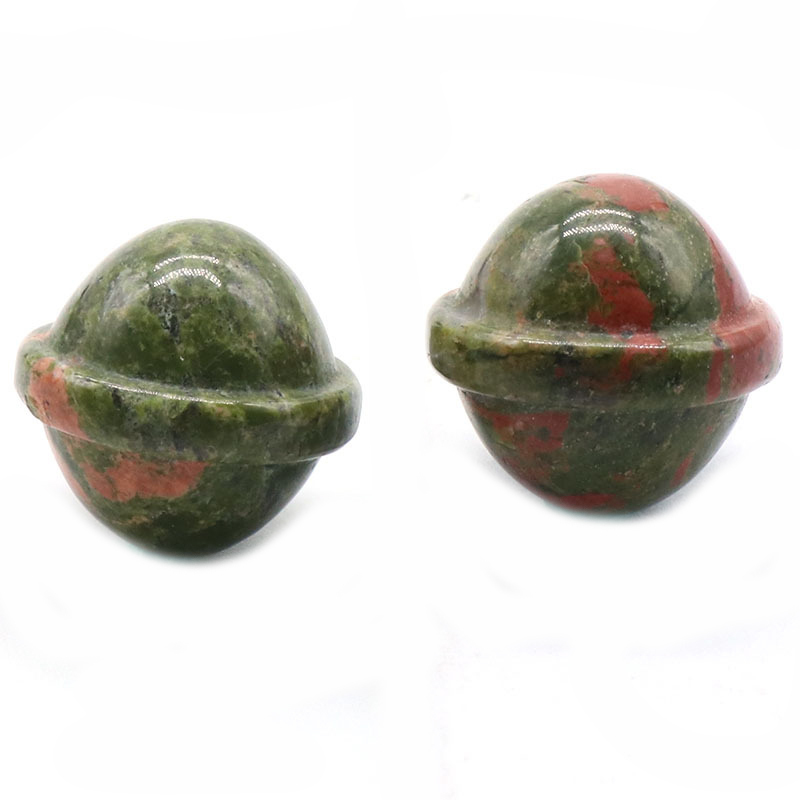 Natural Semi Precious Stone Planet Ornament Handmade Craved UFO Universe Shape Rock Gemstone Healing Crystal Stone Home Decoration Rose Quartz Agate T