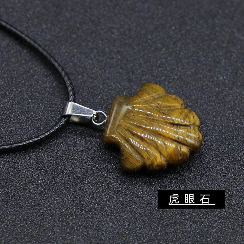 Conch Seashell Gemstone Pendant Necklace Scallop Sea Shell Mermaid Charm Seashore Stone Quartz Crystal Jewelry For Women Gifts Her