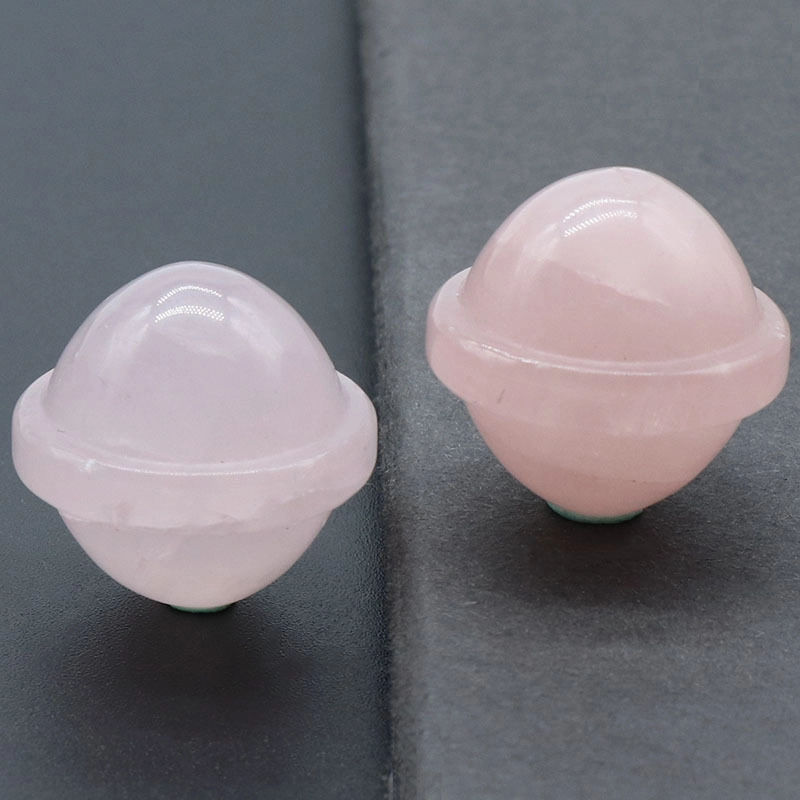 Natural Semi Precious Stone Planet Ornament Handmade Craved UFO Universe Shape Rock Gemstone Healing Crystal Stone Home Decoration Rose Quartz Agate T