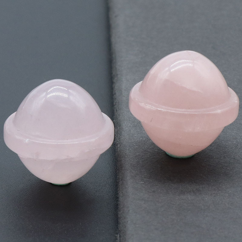 Natural Semi Precious Stone Planet Ornament Handmade Craved UFO Universe Shape Rock Gemstone Healing Crystal Stone Home Decoration Rose Quartz Agate T
