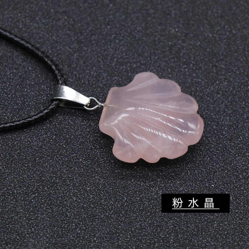 Conch Seashell Gemstone Pendant Necklace Scallop Sea Shell Mermaid Charm Seashore Stone Quartz Crystal Jewelry For Women Gifts Her