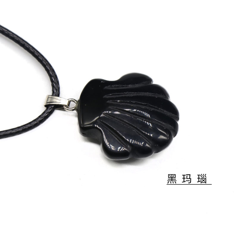 Conch Seashell Gemstone Pendant Necklace Scallop Sea Shell Mermaid Charm Seashore Stone Quartz Crystal Jewelry For Women Gifts Her