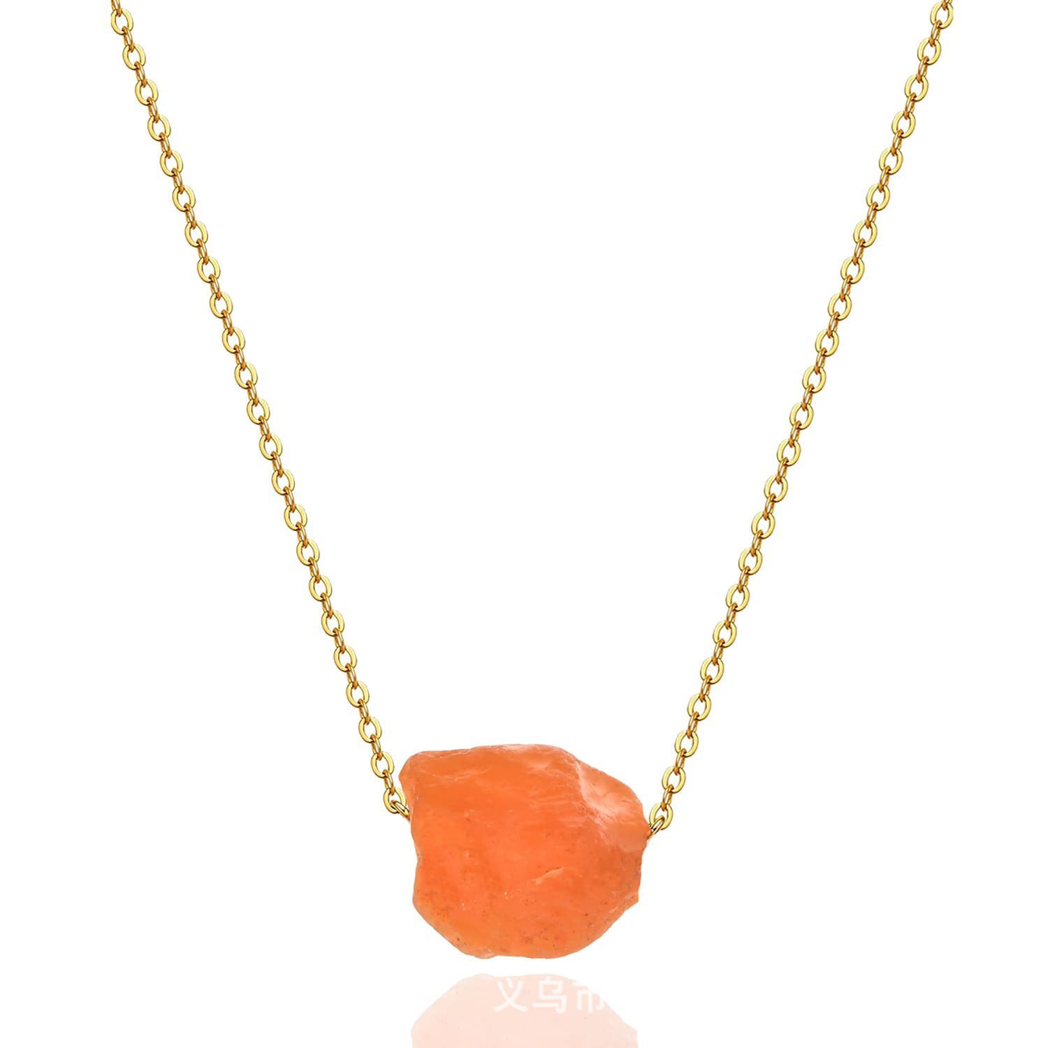 Irregular Raw Stone Beads Pendant Necklace Silver Plated Chain Rough Stone Pendant Necklace Gemstone