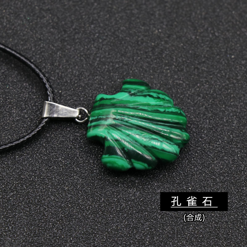 Conch Seashell Gemstone Pendant Necklace Scallop Sea Shell Mermaid Charm Seashore Stone Quartz Crystal Jewelry For Women Gifts Her