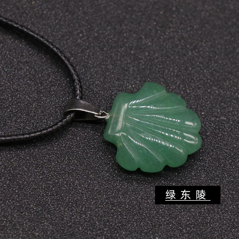 Conch Seashell Gemstone Pendant Necklace Scallop Sea Shell Mermaid Charm Seashore Stone Quartz Crystal Jewelry For Women Gifts Her