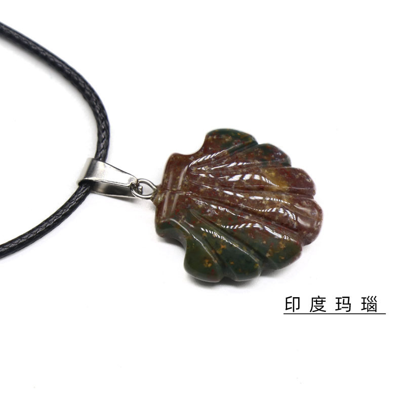 Conch Seashell Gemstone Pendant Necklace Scallop Sea Shell Mermaid Charm Seashore Stone Quartz Crystal Jewelry For Women Gifts Her