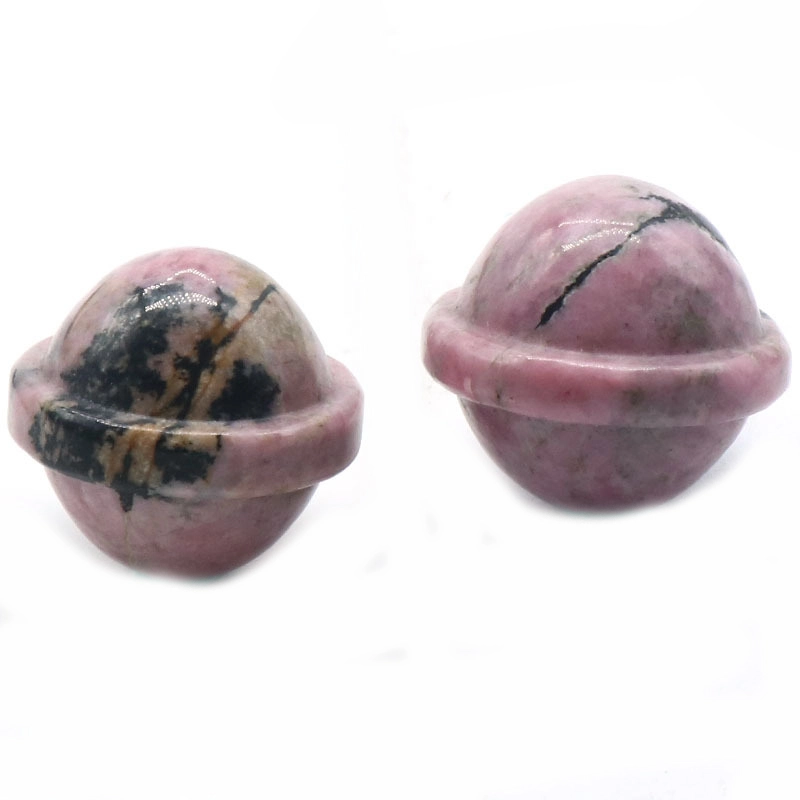 Natural Semi Precious Stone Planet Ornament Handmade Craved UFO Universe Shape Rock Gemstone Healing Crystal Stone Home Decoration Rose Quartz Agate T