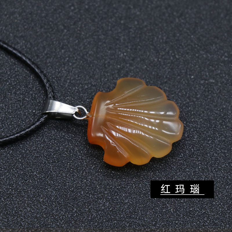 Conch Seashell Gemstone Pendant Necklace Scallop Sea Shell Mermaid Charm Seashore Stone Quartz Crystal Jewelry For Women Gifts Her