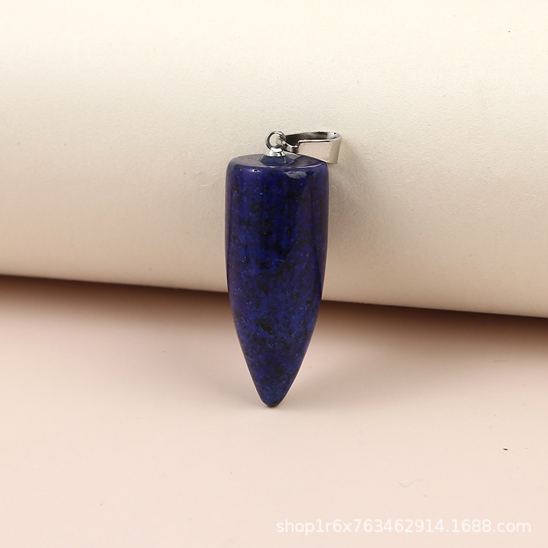 Natural Stone Cone Pendant Crystal Chakra Necklace Pendant Hexagonal Column Pendulum Gemstone Jewelry Pendant