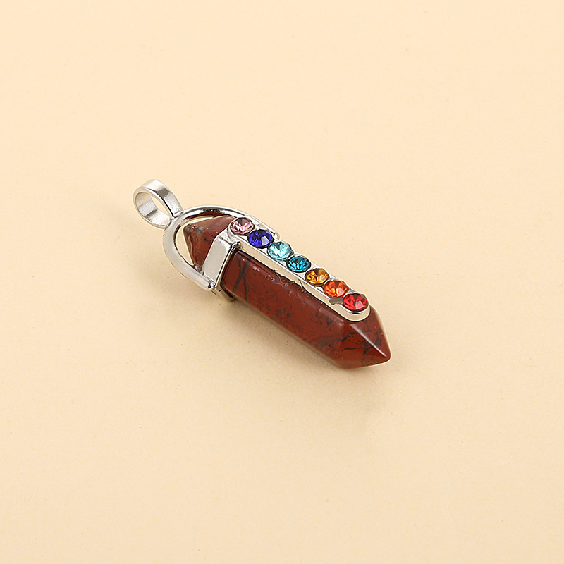 Fashion Natural Gemstones Hexagonal Chakra Crystal Point Reiki Chakra Healing Pendant Necklaces Beads
