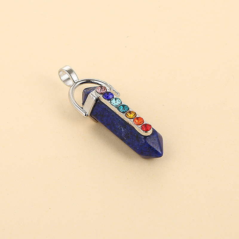 Fashion Natural Gemstones Hexagonal Chakra Crystal Point Reiki Chakra Healing Pendant Necklaces Beads