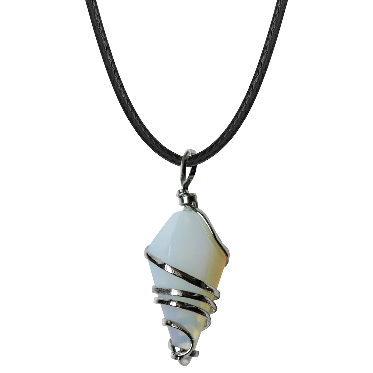Wholesale Natural Crystal Hexagon Cone Wire Pendant Amethyst Tiger Eye Quartz Stone Pendant Necklace For Gift