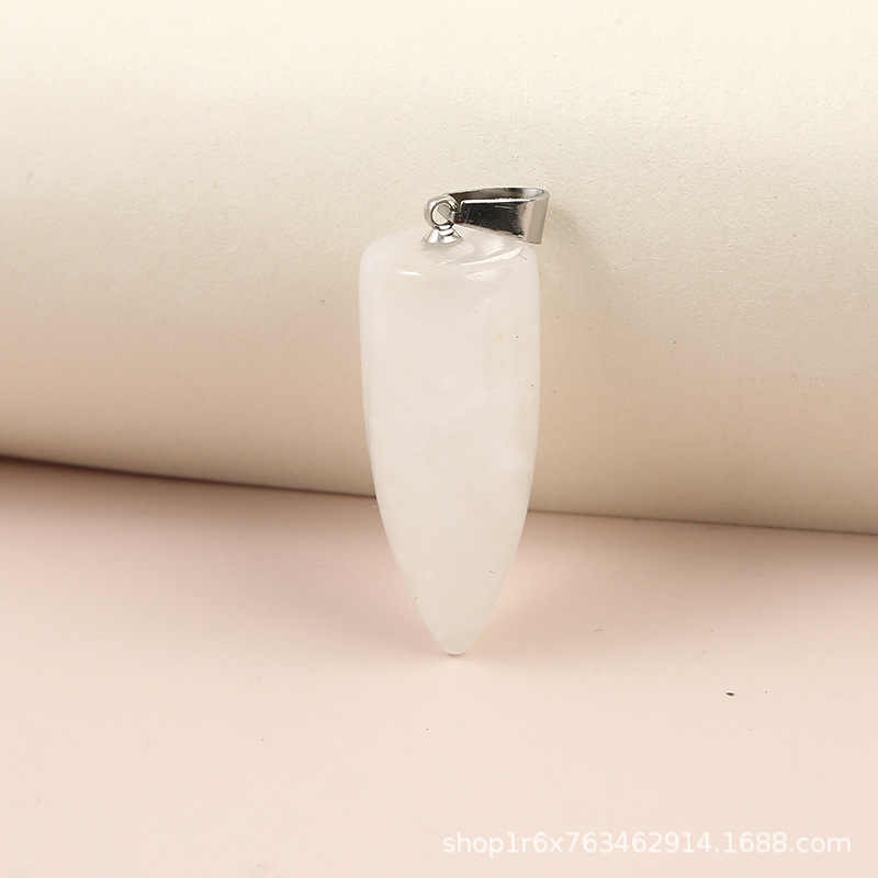 Natural Stone Cone Pendant Crystal Chakra Necklace Pendant Hexagonal Column Pendulum Gemstone Jewelry Pendant