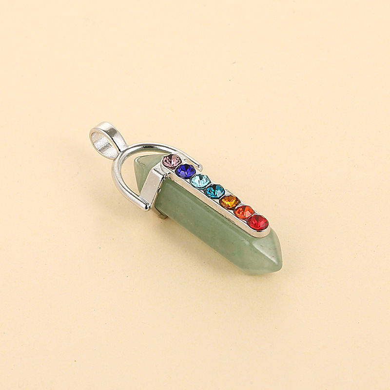 Fashion Natural Gemstones Hexagonal Chakra Crystal Point Reiki Chakra Healing Pendant Necklaces Beads