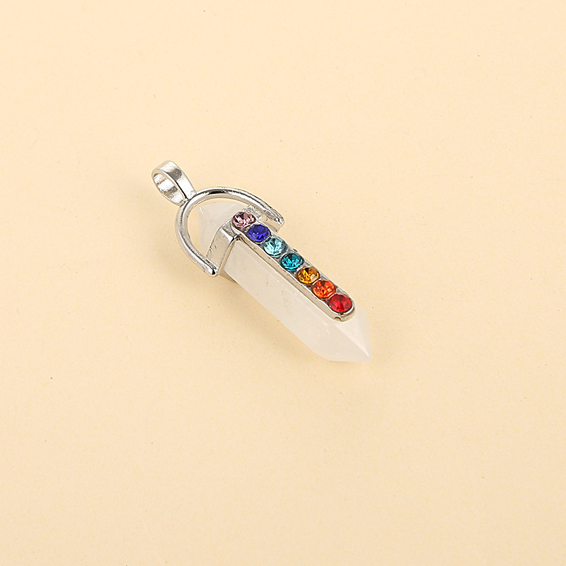 Fashion Natural Gemstones Hexagonal Chakra Crystal Point Reiki Chakra Healing Pendant Necklaces Beads