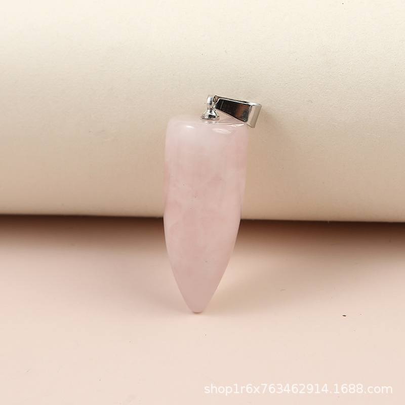 Natural Stone Cone Pendant Crystal Chakra Necklace Pendant Hexagonal Column Pendulum Gemstone Jewelry Pendant