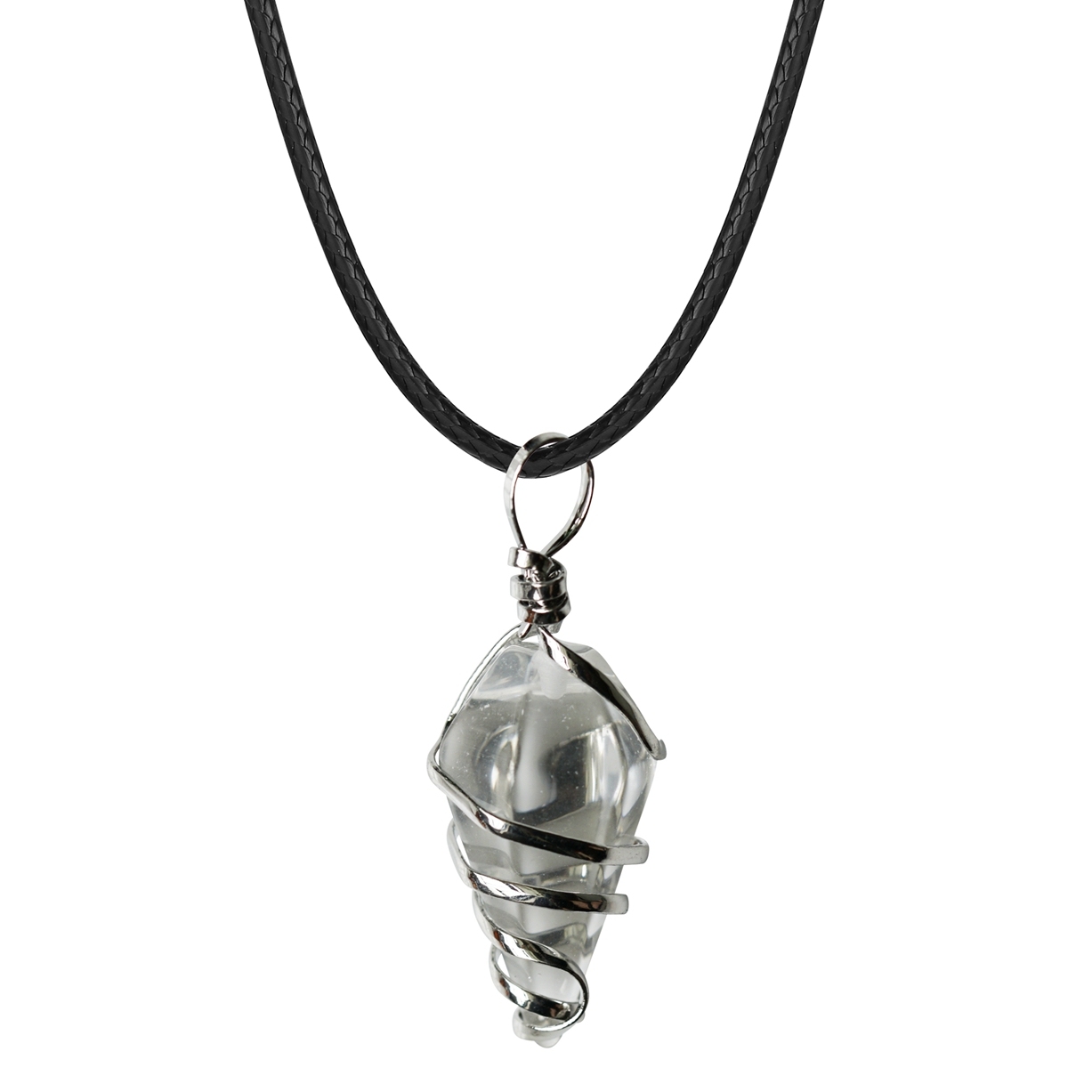 Wholesale Natural Crystal Hexagon Cone Wire Pendant Amethyst Tiger Eye Quartz Stone Pendant Necklace For Gift