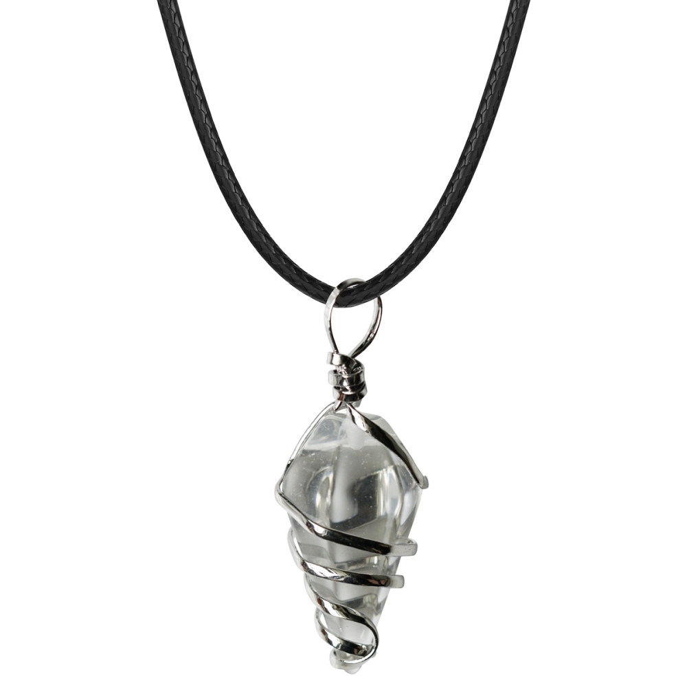 Wholesale Natural Crystal Hexagon Cone Wire Pendant Amethyst Tiger Eye Quartz Stone Pendant Necklace For Gift